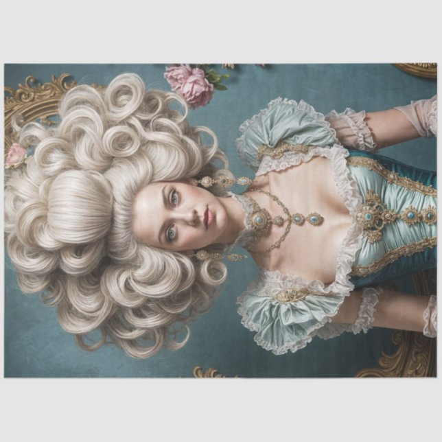 Rococo Beauty Decoupage Paper – Opulent Gown  (Front)