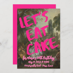 Rococo Birthday Party Marie Antionette Bold Pink Invitation