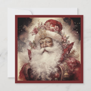 Rococo Black Santa White Beard Starry Sky Holiday Card