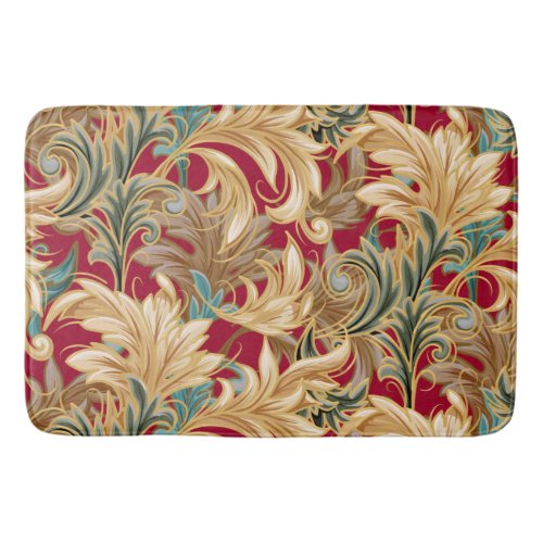 Rococo Bliss Pattern  Red_Green_Gold Shower Curta Bath Mat