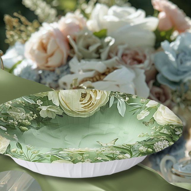Rococo Butterfly Garden Galentine Floral Elegance Paper Bowls (Creator Uploaded)