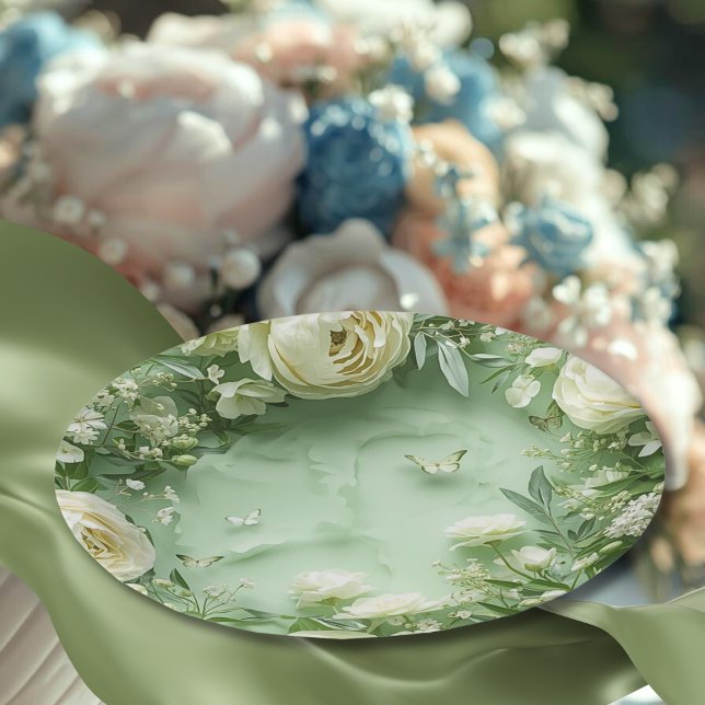 Rococo Butterfly Garden Galentine Floral Elegance Paper Plates (Creator Uploaded)