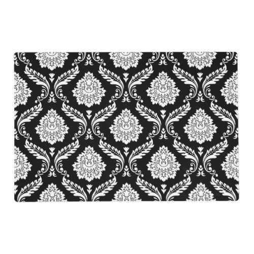 Rococo Damask 2Way Pattern Black+White Placemat