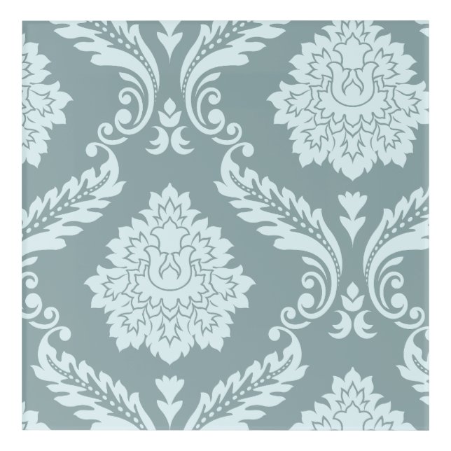 Rococo Damask Art I Duck Egg Blue+Teal (Front)