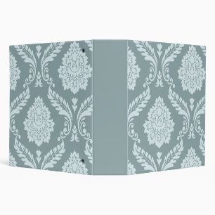 Rococo Damask Art I Duck Egg Blue+Teal 3 Ring Binder