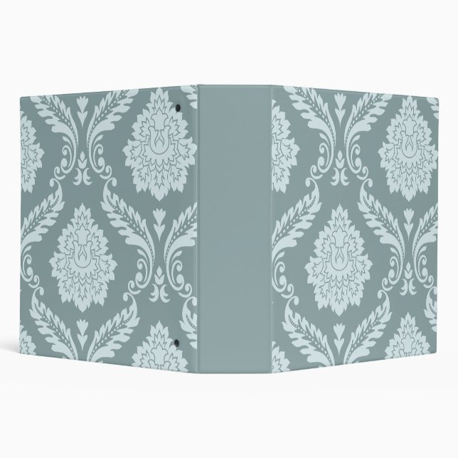 Rococo Damask Art I Duck Egg Blue+Teal 3 Ring Binder (Background)