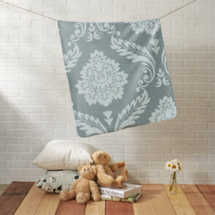Rococo Damask Art I Duck Egg Blue+Teal Baby Blanket
