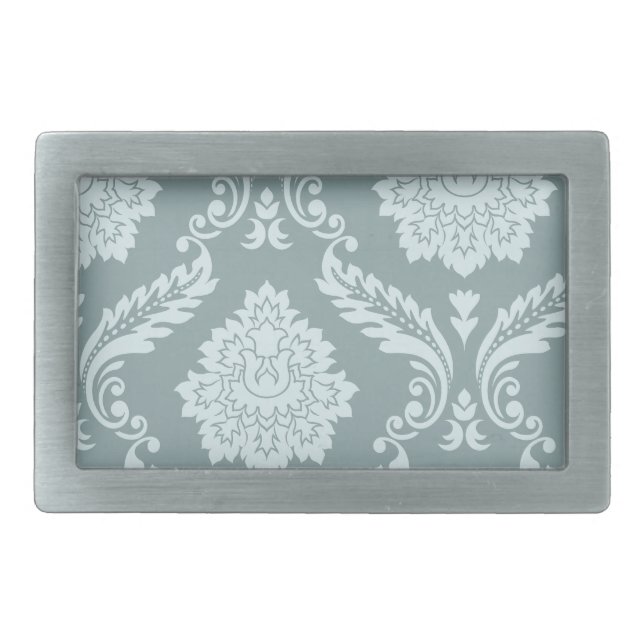 Rococo Damask Art I Duck Egg Blue+Teal Belt Buckle (Front)