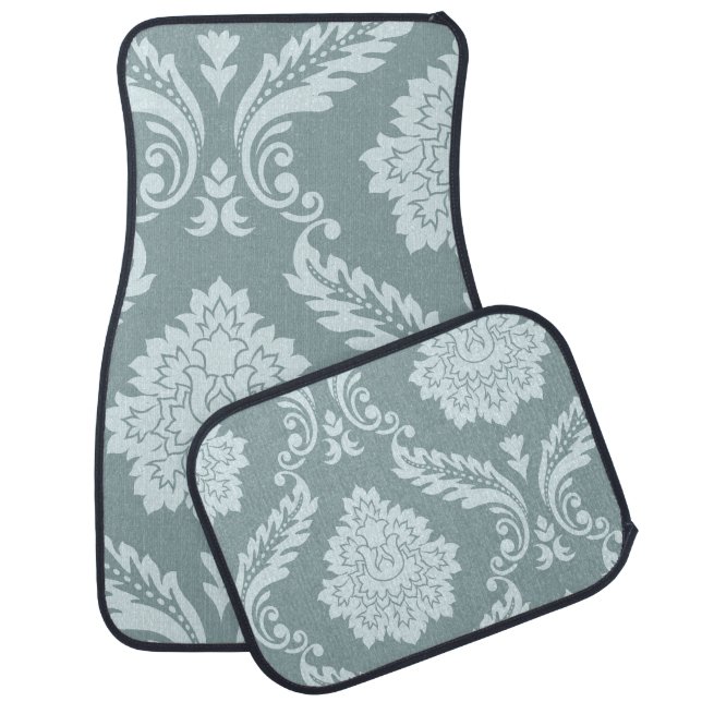 Rococo Damask Art I Duck Egg Blue+Teal Car Floor Mat (Set)
