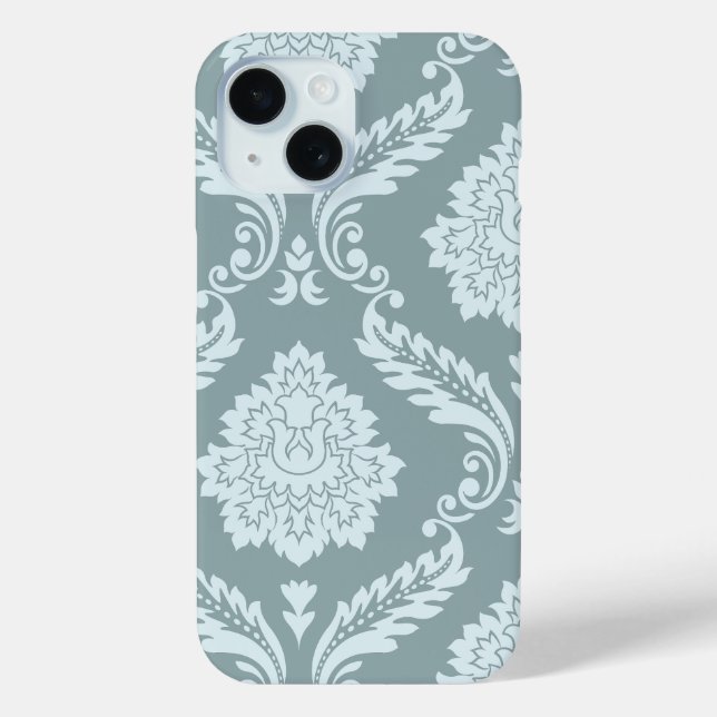 Rococo Damask Art I Duck Egg Blue+Teal Case-Mate iPhone Case (Back)