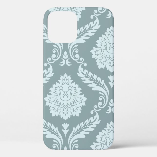 Rococo Damask Art I Duck Egg Blue+Teal Case-Mate iPhone Case (Back)