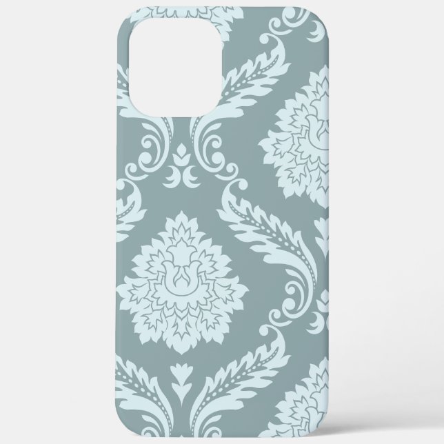 Rococo Damask Art I Duck Egg Blue+Teal Case-Mate iPhone Case (Back)