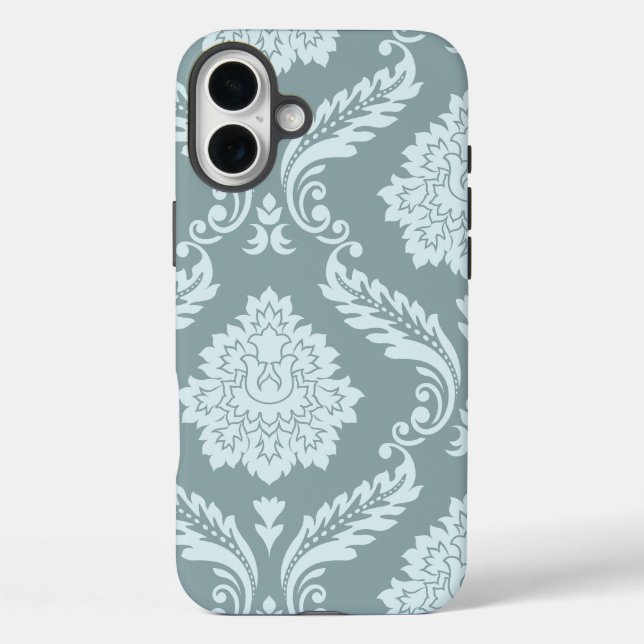 Rococo Damask Art I Duck Egg Blue+Teal Case-Mate iPhone Case (Back)