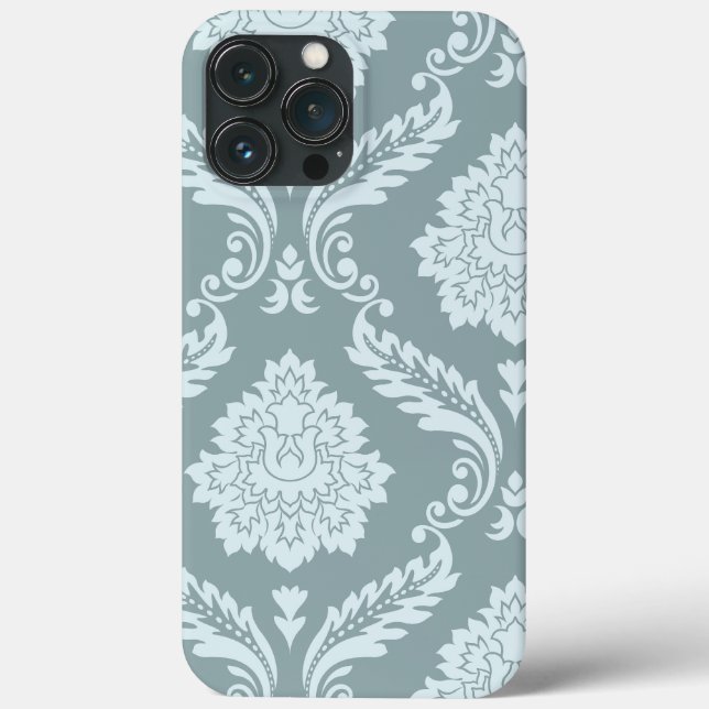 Rococo Damask Art I Duck Egg Blue+Teal Case-Mate iPhone Case (Back)