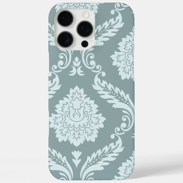 Rococo Damask Art I Duck Egg Blue+Teal Case-Mate iPhone Case (Back)
