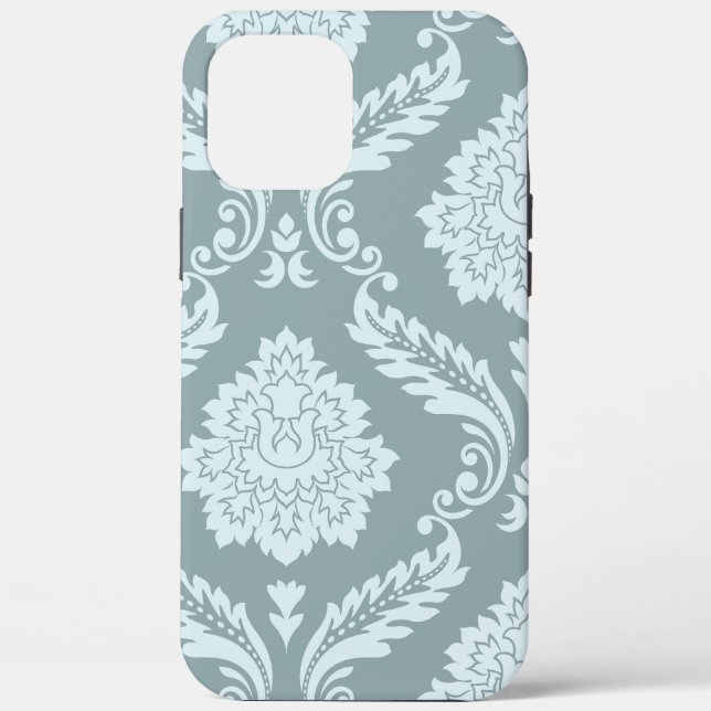 Rococo Damask Art I Duck Egg Blue+Teal Case-Mate iPhone Case (Back)