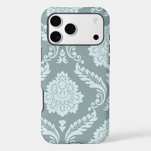 Rococo Damask Art I Duck Egg Blue+Teal Case-Mate iPhone Case (Back)
