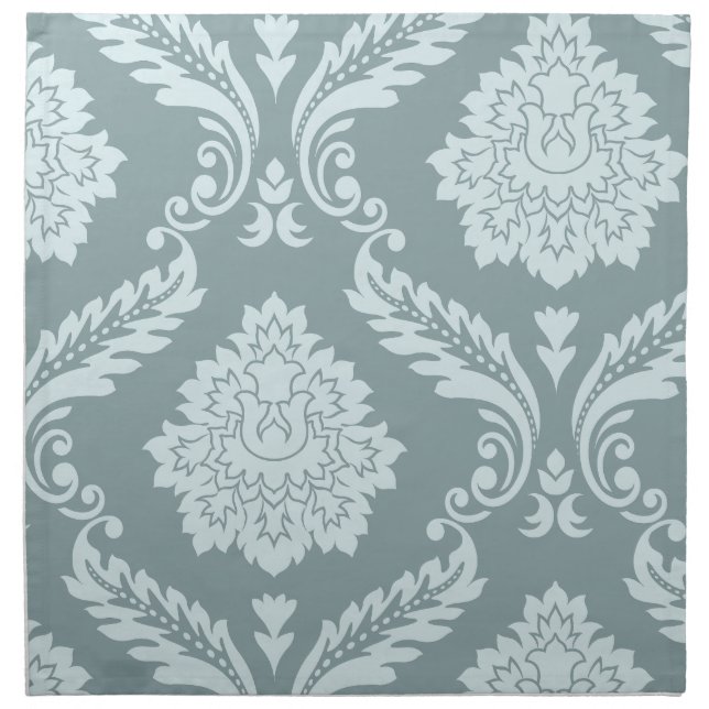 Rococo Damask Art I Duck Egg Blue+Teal Cloth Napkin (Front)