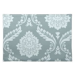 Rococo Damask Art I Duck Egg Blue+Teal Cloth Placemat