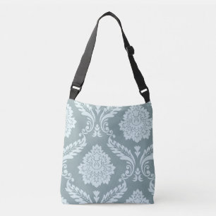 Rococo Damask Art I Duck Egg Blue+Teal Crossbody Bag