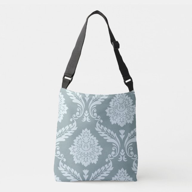 Rococo Damask Art I Duck Egg Blue+Teal Crossbody Bag (Front)