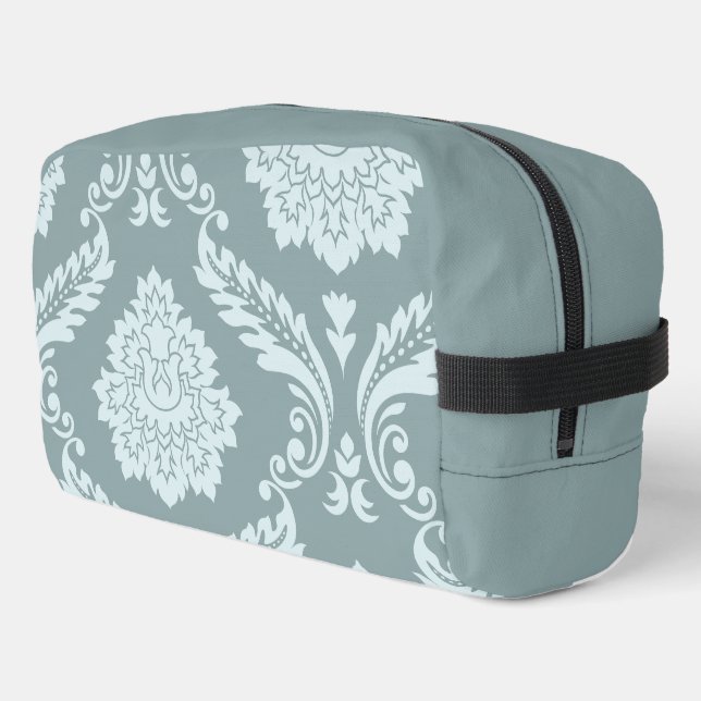 Rococo Damask Art I Duck Egg Blue+Teal Dopp Kit (Left Corner)