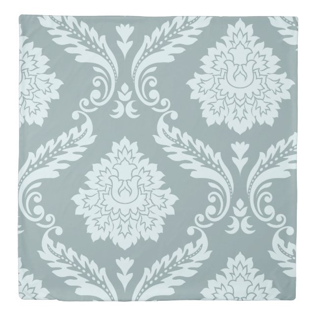 Rococo Damask Art I Duck Egg Blue+Teal Duvet Cover (Front)