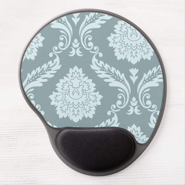 Rococo Damask Art I Duck Egg Blue+Teal Gel Mouse Pad (Front)