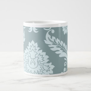 Rococo Damask Art I Duck Egg Blue+Teal Giant Coffee Mug