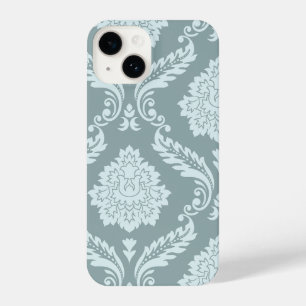 Rococo Damask Art I Duck Egg Blue+Teal iPhone 14 Case