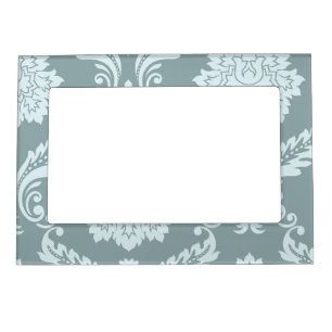 Rococo Damask Art I Duck Egg Blue+Teal Magnetic Frame