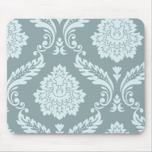 Rococo Damask Art I Duck Egg Blue+Teal Mouse Pad