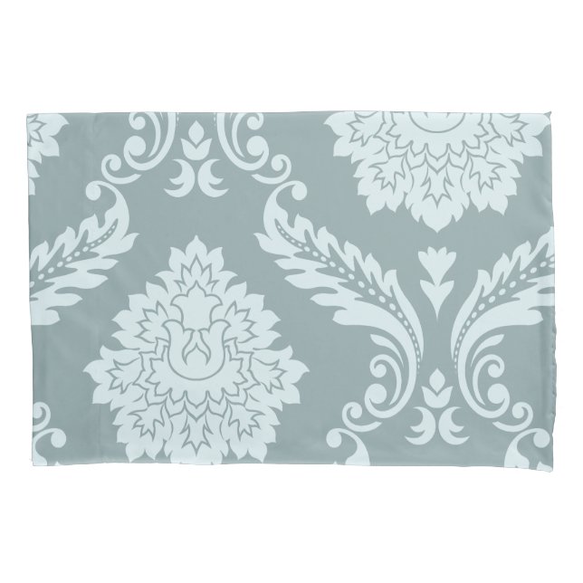 Rococo Damask Art I Duck Egg Blue+Teal Pillow Case (Front)