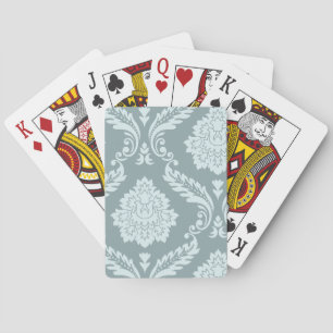Rococo Damask Art I Duck Egg Blue+Teal Poker Cards