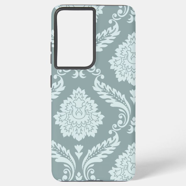 Rococo Damask Art I Duck Egg Blue+Teal Samsung Galaxy Case (Back)