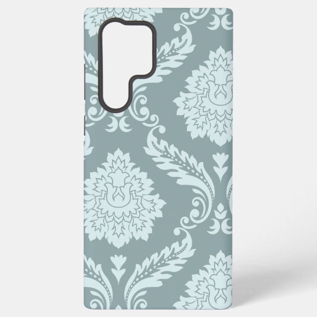 Rococo Damask Art I Duck Egg Blue+Teal Samsung Galaxy Case (Back)