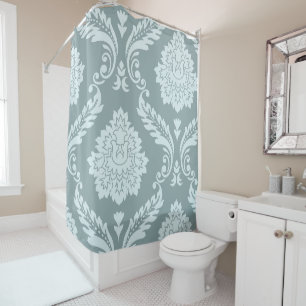 Rococo Damask Art I Duck Egg Blue+Teal Shower Curtain