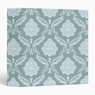 Rococo Damask Big Pattern Duck Egg Blue+Teal 3 Ring Binder