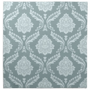 Rococo Damask Big Pattern Duck Egg Blue+Teal Cloth Napkin