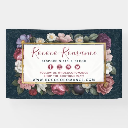 Rococo Damask  Elegant Floral Advertising Display Banner