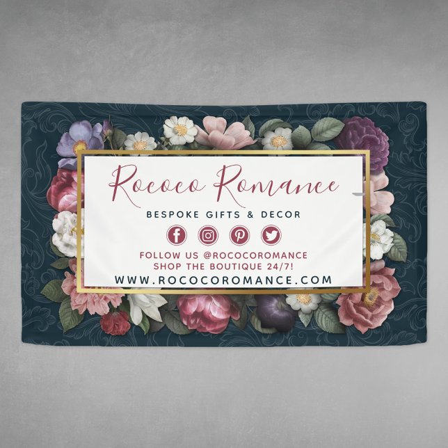 Rococo Damask & Elegant Floral Advertising Display Banner (Creator Uploaded)