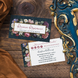 Rococo Damask &amp; Elegant Floral Social Networking Business Card