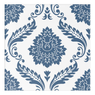 Rococo Damask Lg Pattern Blue on White Acrylic Print