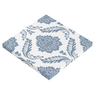 Rococo Damask Lg Pattern Blue on White Gallery Wrap