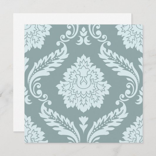 Rococo Damask Lg Pattern Duck Egg Blue+Teal (Front/Back)