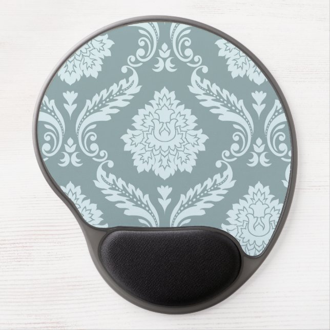 Rococo Damask Lg Pattern Duck Egg Blue+Teal Gel Mouse Pad (Front)