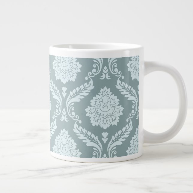 Rococo Damask Lg Pattern Duck Egg Blue+Teal Giant Coffee Mug (Right)