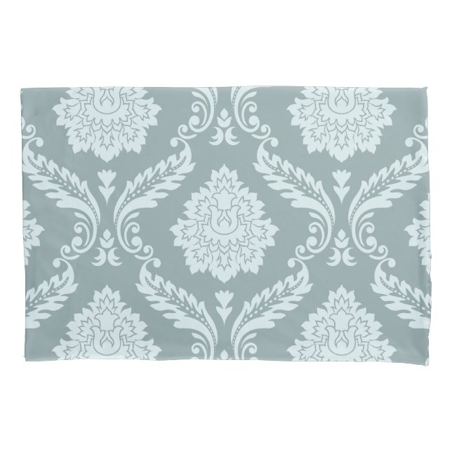 Rococo Damask Lg Pattern Duck Egg Blue+Teal Pillow Case (Front)