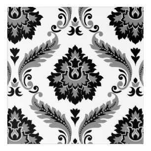 Rococo Damask Lg Pattern Grey Black White Acrylic Print