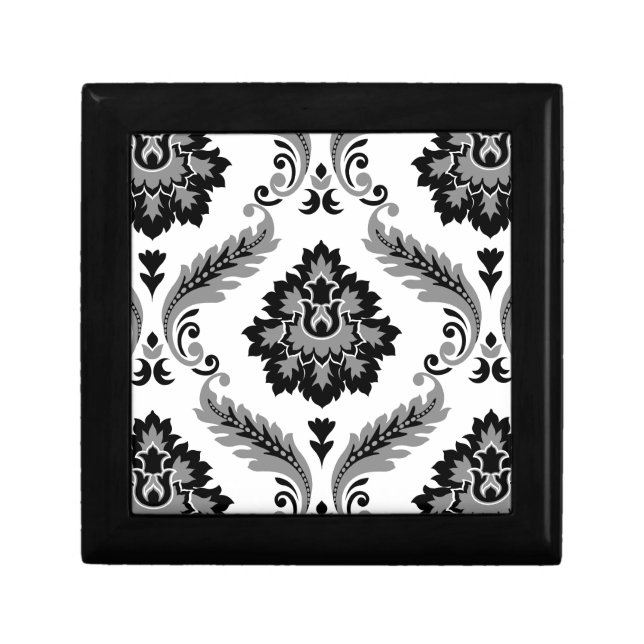 Rococo Damask Lg Pattern Grey Black White Gift Box (Front)